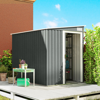 7 x 5ft Galvanised Metal Shed, with Sliding Door - Light Grey