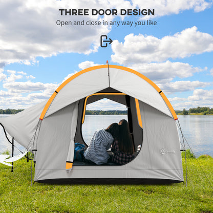 SUV Car Tent for Camping, Waterproof PU2000mm, 5 Man Tailgate Tent, 2.4 x 2.1 m, Grey and Orange