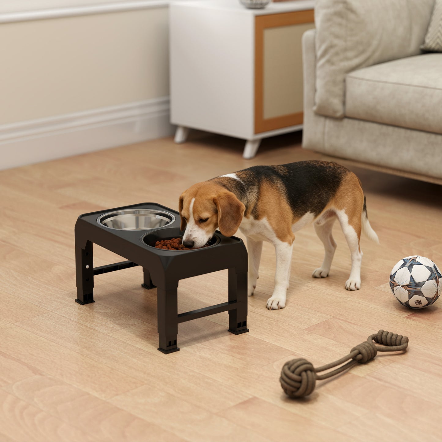 Raised Dog Bowl, Foldable Elevated Dog bowls with Slow Feeder, 4 Adjustable Heights, for Small Medium Large Breeds