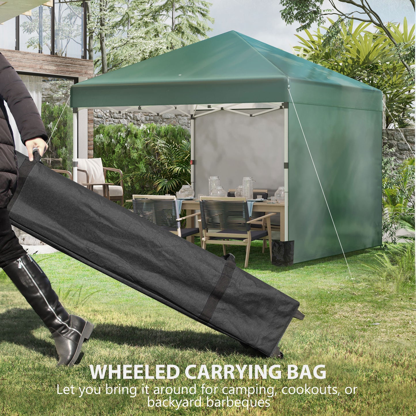 3 x 3 (M) Pop Up Gazebo, UPF 30+ with 2 Sidewalls, Leg Weight Bags and Wheeled Bag