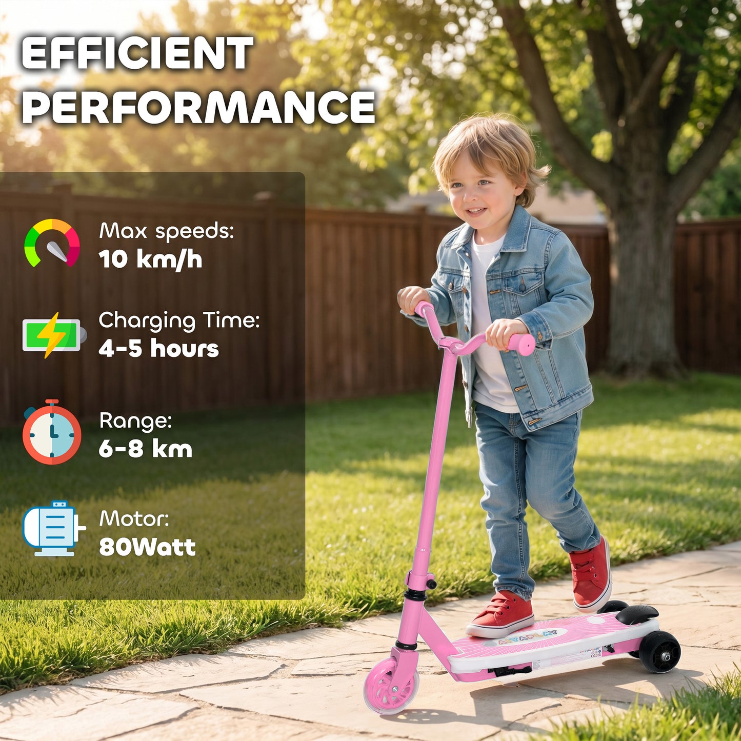 Electric Scooter for Kids Aged 4-7 Years, with Flashing LED Lights, Rear Auxiliary Wheels, Pink