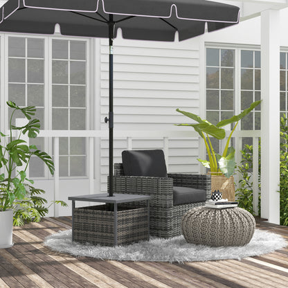 Outdoor Rattan Wicker Coffee Table w/ Umbrella Hole Suitable for Garden Garden