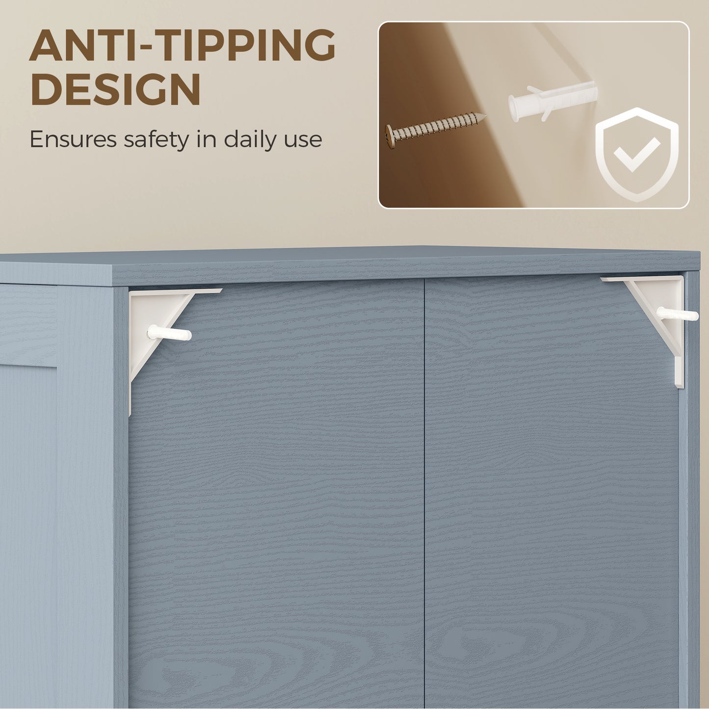 4-Door Kitchen Storage Cabinet with Adjustable Shelves - Grey