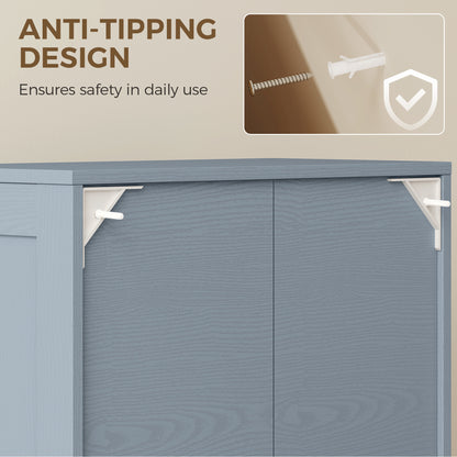 4-Door Kitchen Storage Cabinet with Adjustable Shelves - Grey
