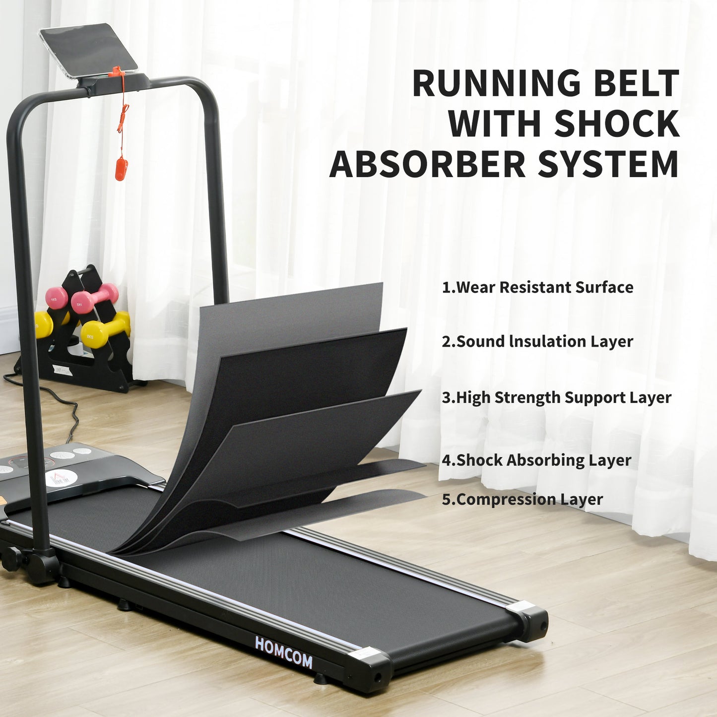 Foldable Walking Treadmill, with LED Display and Wheels, for Home, Office, Gym, Blue
