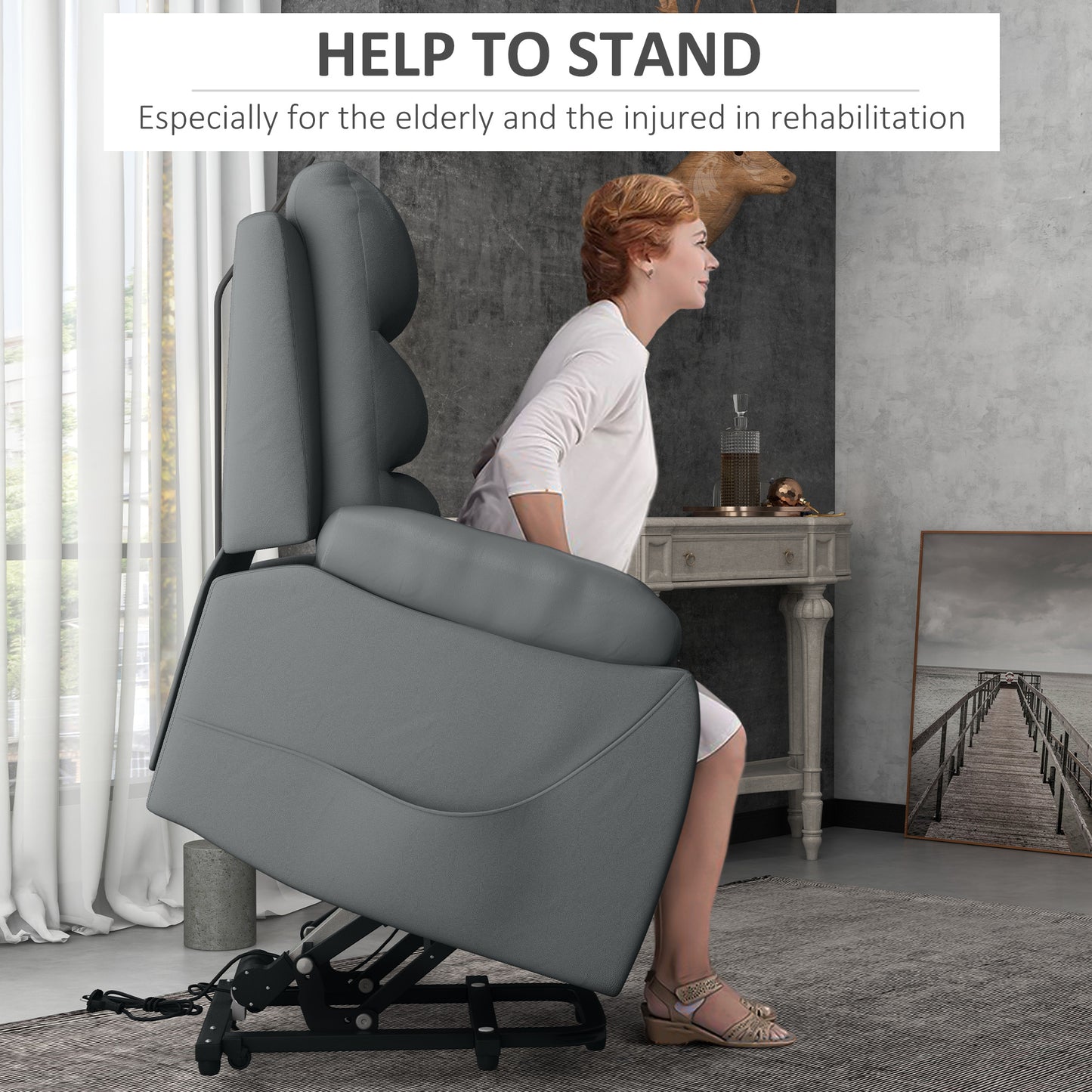Electric Riser and Recliner for Elderly with 8 Vibration Massage, PU Leather Power Lift Recliner Chair for Living Room