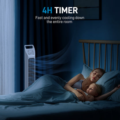 31" Oscillating Tower Fan with Remote Control, 4H Timer, 3 Speed 3 Modes