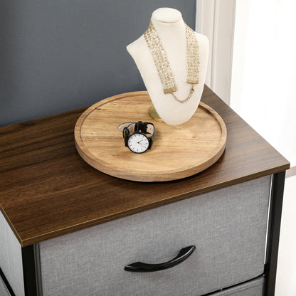 Fabric Chest of Drawers, Industrial Bedroom Dresser with 5 Fabric Drawers, Steel Frame and Wooden Top for Nursery