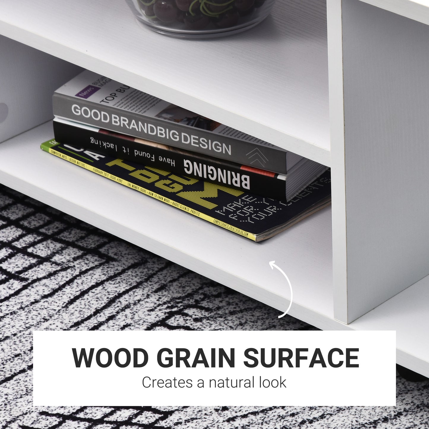 Modern TV Stand with Storage Shelves – White