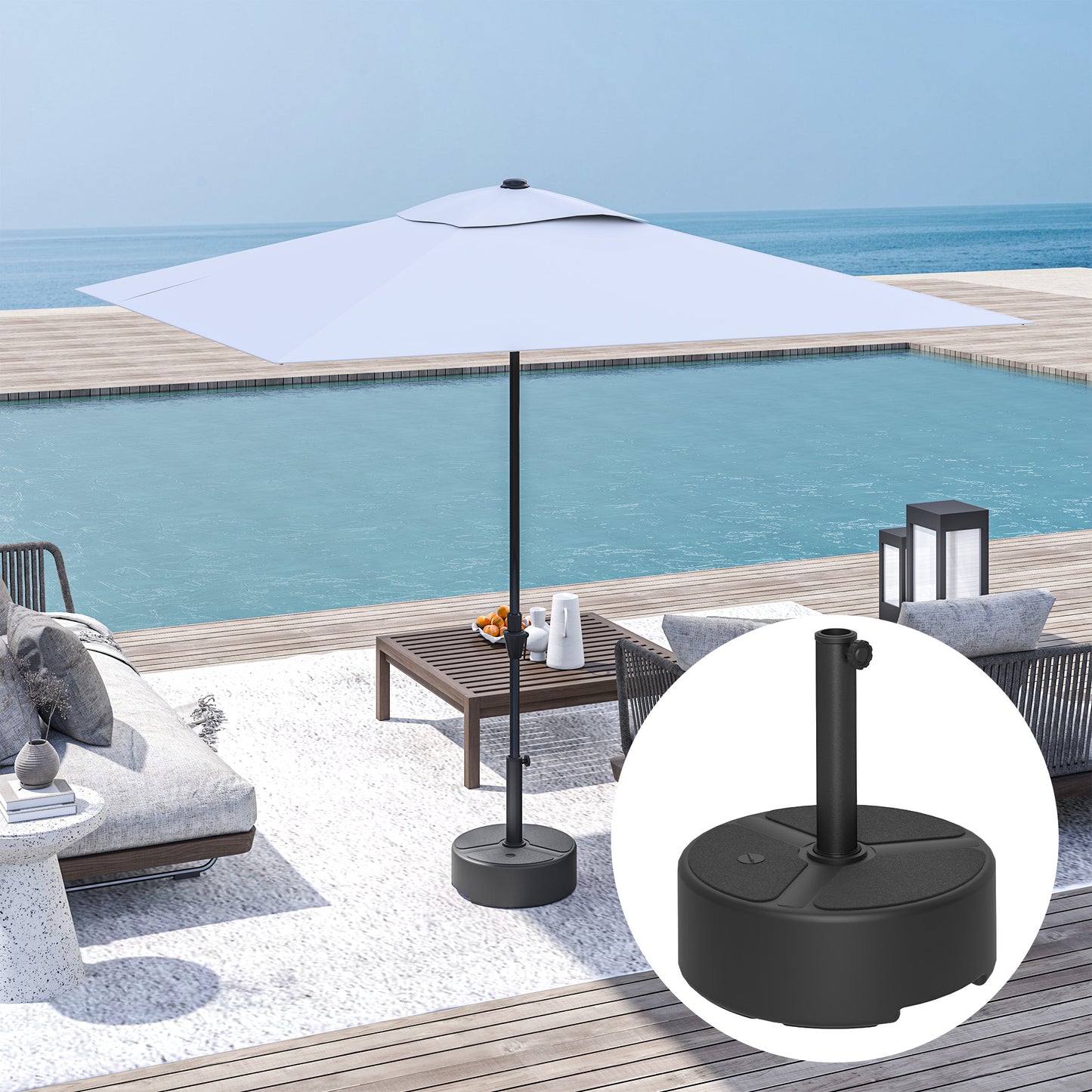 Round Garden Parasol Base, Garden Umbrella Stand Heavy Duty Parasol Base, Filled Up to 20kg with Stand or 18kg
