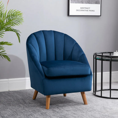 Single Velvet Fabric Accent Armchair with Solid Wood Legs