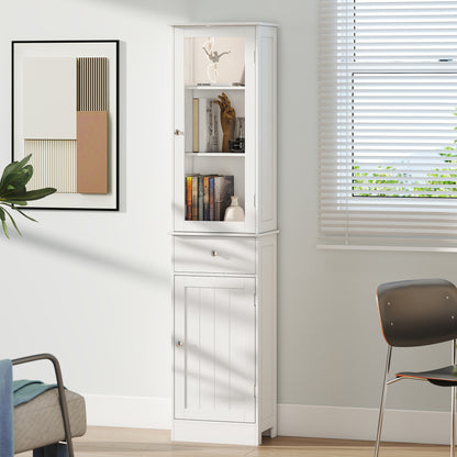 Slim Freestanding Bathroom Storage Cabinet – White