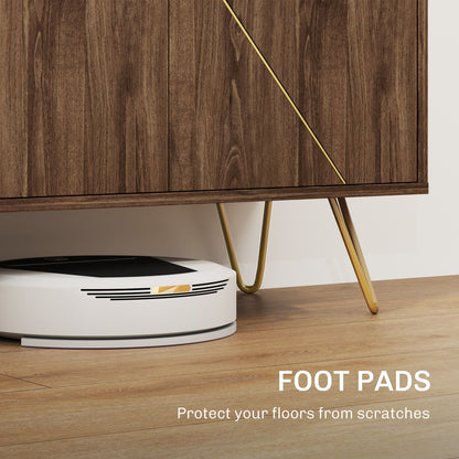 Sideboard Storage Cabinet with Golden Lines, Modern Luxury Living Room Cabinet with Adjustable Shelf, Steel Harpin Legs