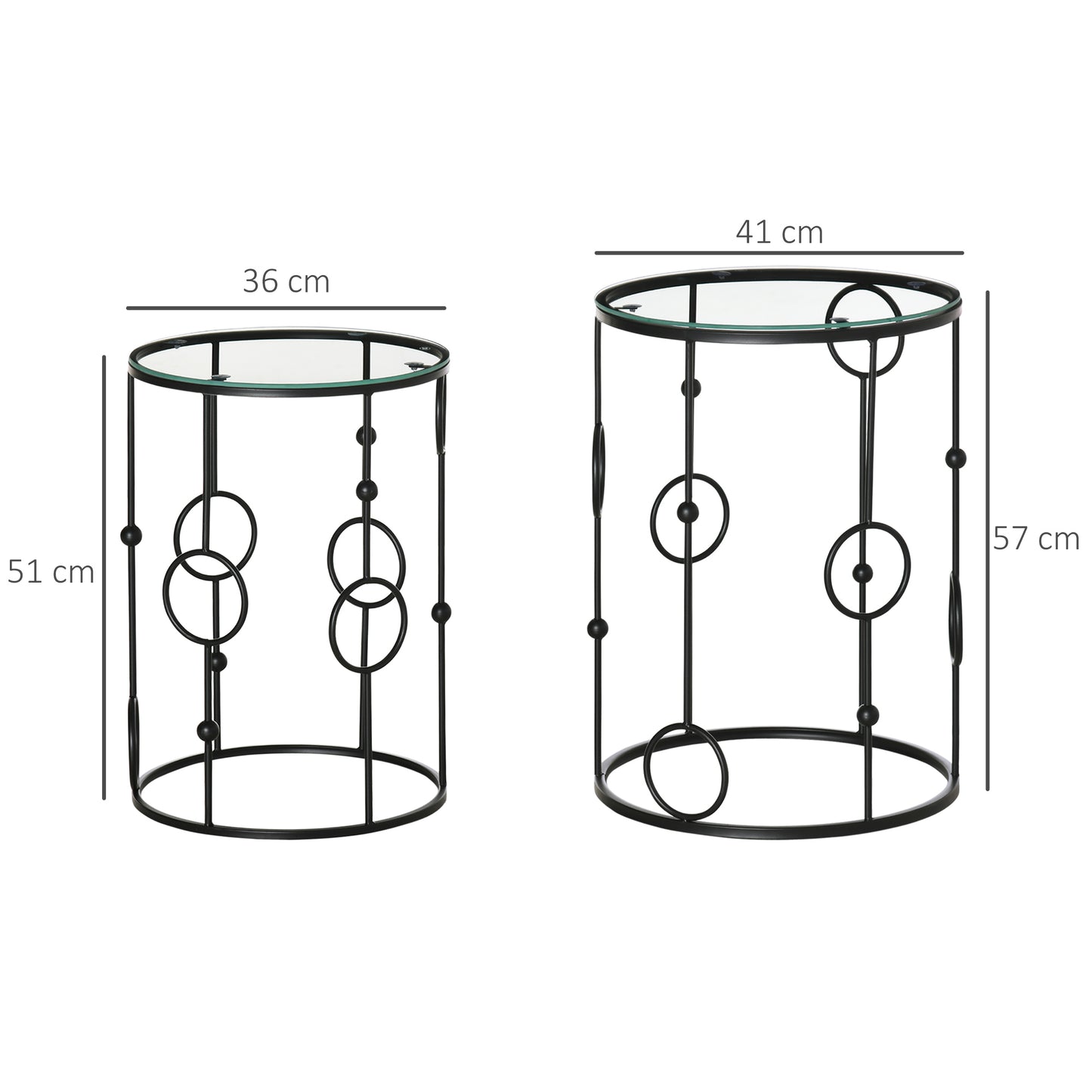 Nesting Round Coffee Table Set of 2 - Black