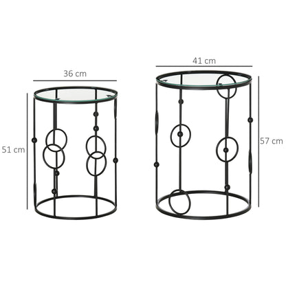 Nesting Round Coffee Table Set of 2 - Black