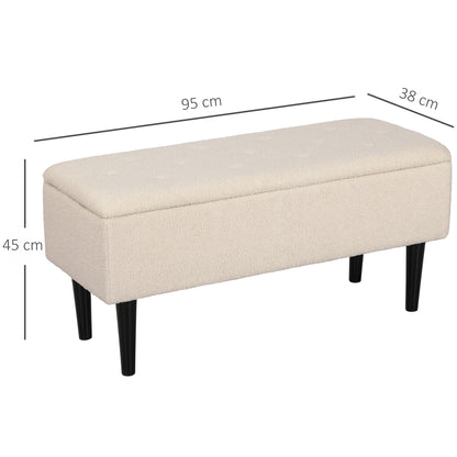 57L Teddy Fleece Storage Ottoman - Cream