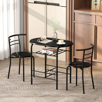 Three-Piece Compact Dining Set - Black