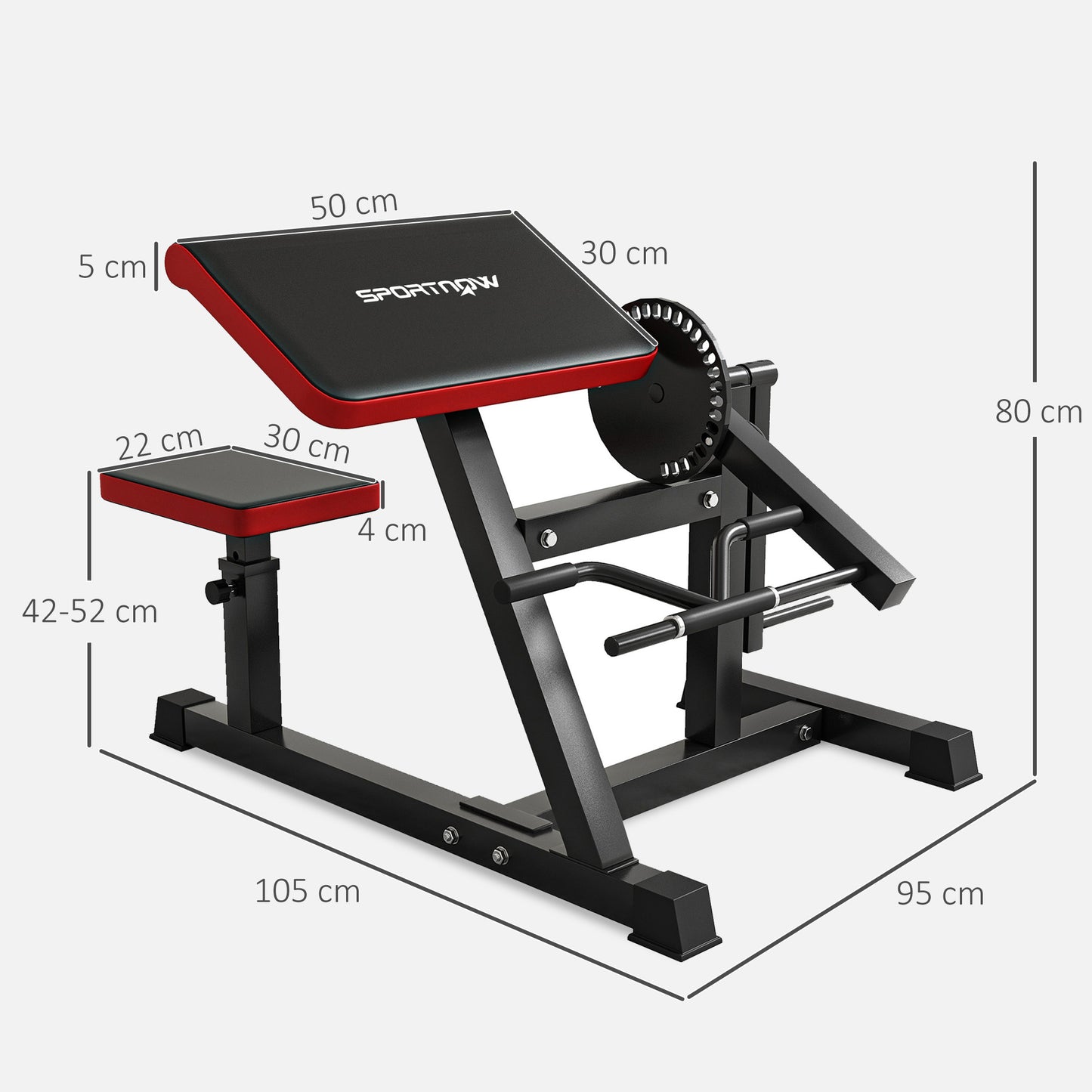 Adjustable Preacher Curl Bench, Multi-Functional Weight Bench with Handlebar and Elbow Cushion for Home and Outdoor Gym