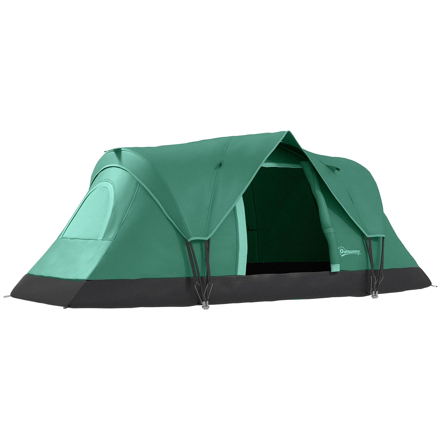 5 Man Camping Tent, Large Tunnel Tent, Water Resistant Hiking Shelter with Groundsheet and Carry Bag, Dark Green