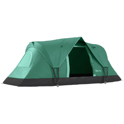 5 Man Camping Tent, Large Tunnel Tent, Water Resistant Hiking Shelter with Groundsheet and Carry Bag, Dark Green