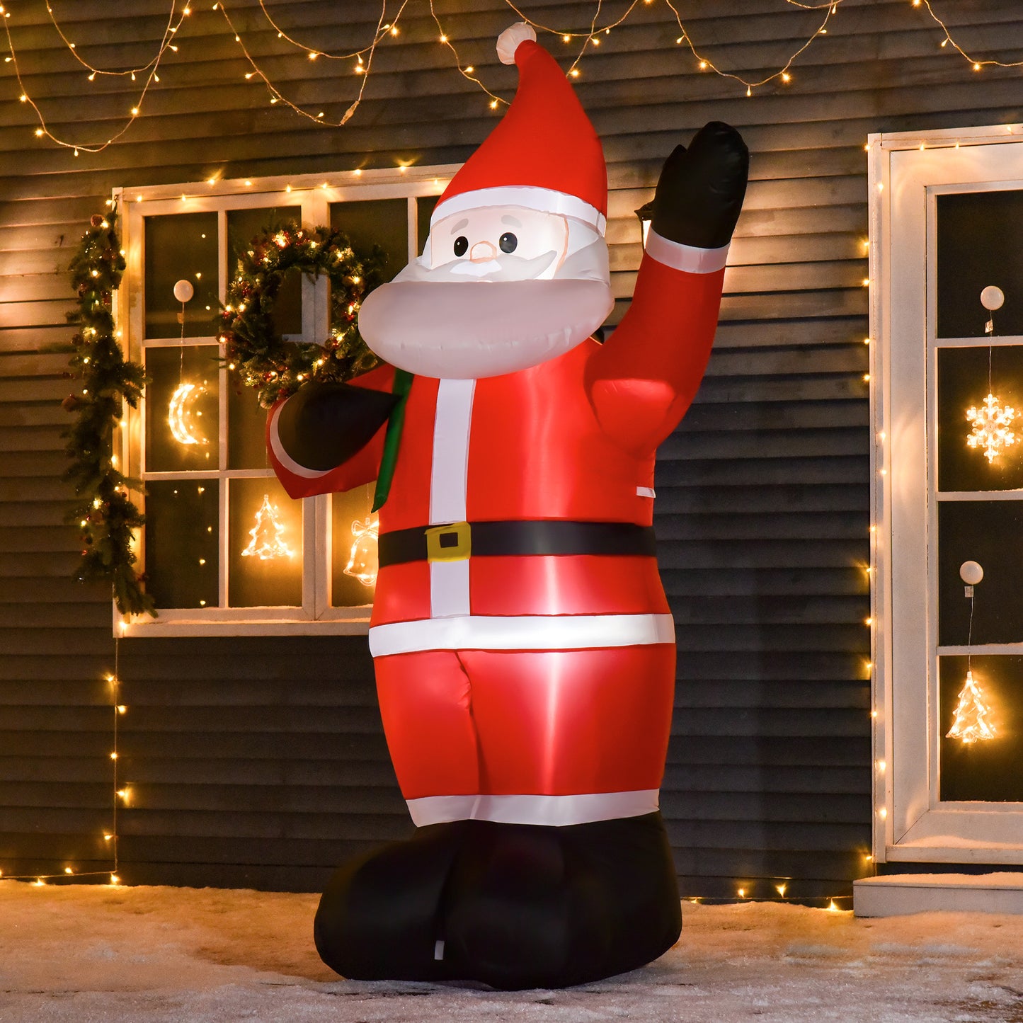 8ft Christmas Inflatable Santa Holiday Garden Decoration, Indoor Outdoor Lawn Blow Up Decor