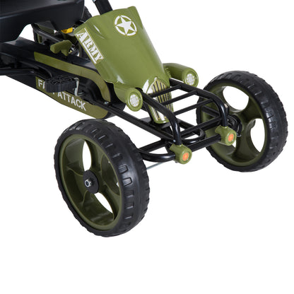 Pedal Go Kart, Kids Ride On Racer with EVA Tyres, Manual Clutch, Braking, Adjustable Seat for Age 3-6 Years, Green