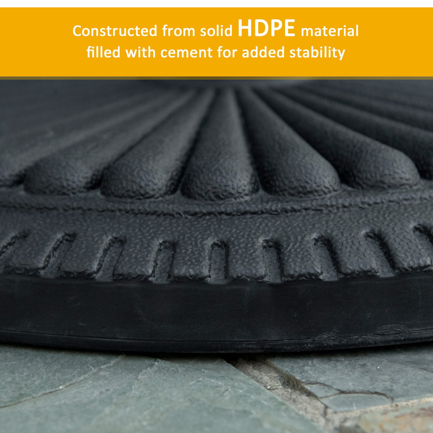 14kg Round Cement Parasol Base Umbrella Weight Stand Holder Fits Φ35mm,Φ38mm,Φ48mm Pole for Patio Outdoor Garden - Black