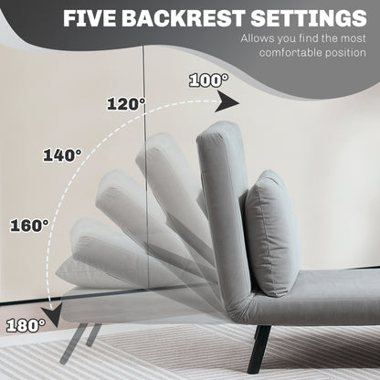 4-in-1 Velvet-Feel Single Chair Bed, with Pillow - Light Grey