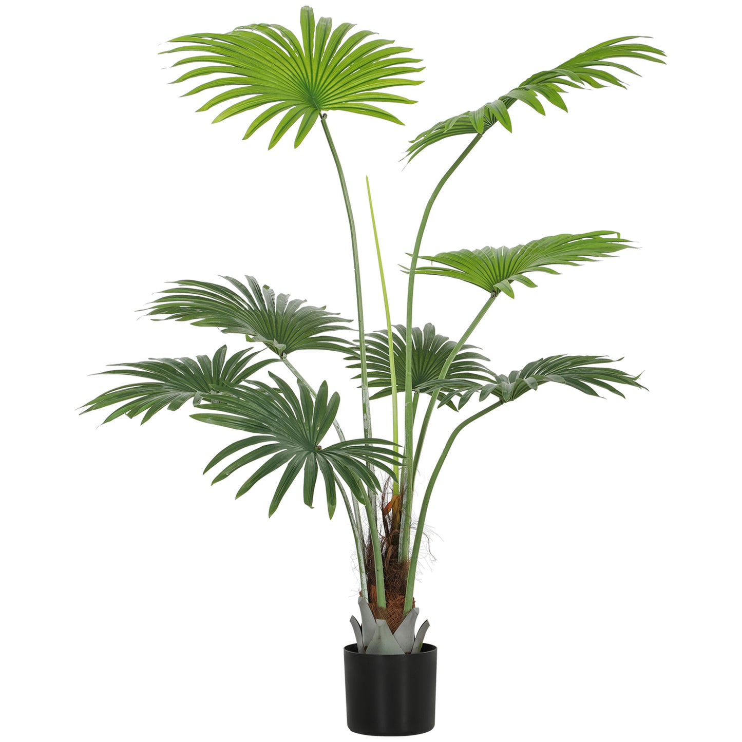 145cm Artificial Palm Tree, Decorative Artificial Plant with Lifelike PEVA Leaves and Coconut Coir