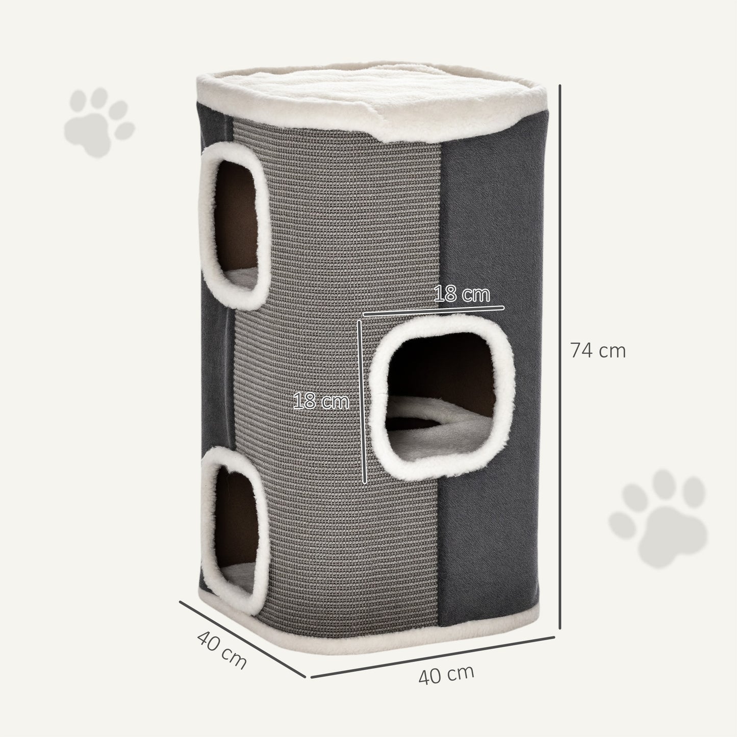 Cat Barrel Scratching Post Cat Tree for Indoor Cats Kitten Climbing Frame Pet Play Tower Soft Plush & Lamb Fleece Grey