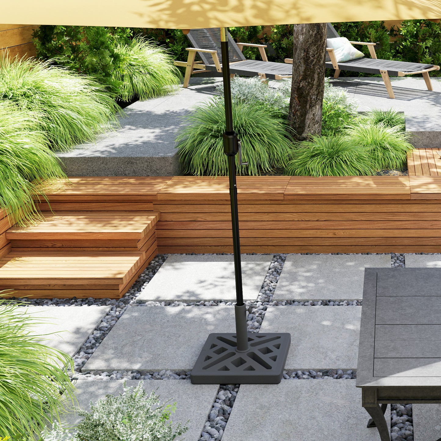 Garden Parasol Base, 15kg HDPE Outdoor Umbrella Stand Parasol Stand with Cut-Out Design, Sun Umbrella Base for 32, 38