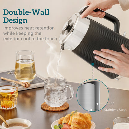 Electric Stainless Steel Kettle and Toaster Set, 3000W 1.7L UK Strix Thermostat Fast Boil Kettle w/ Limescale Filter