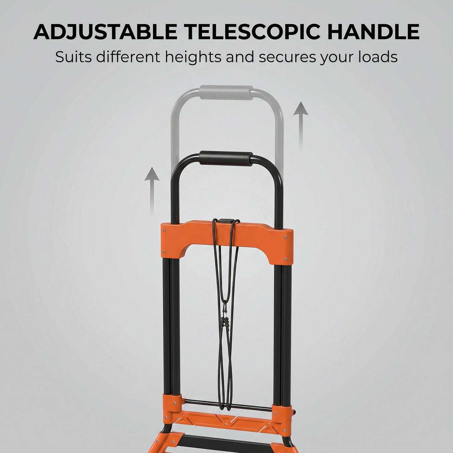 Heavy Duty Foldable Trolley on Wheels, Steel Folding Hand Truck, 75kg, Black and Orange