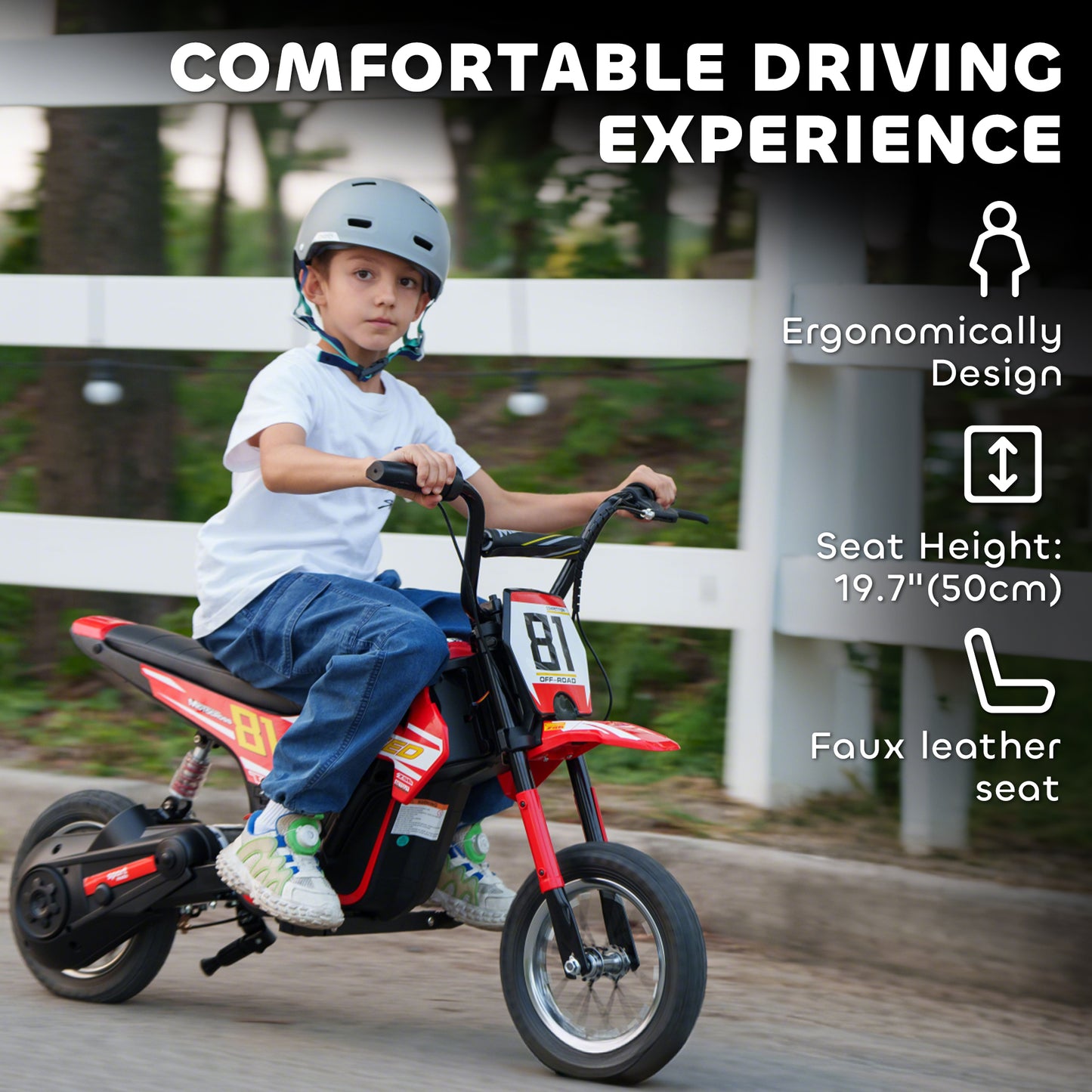 Kids Electric Motorbike 3 Gearboxes Speed Ride on Motorcycle with 41min Ranges - Red