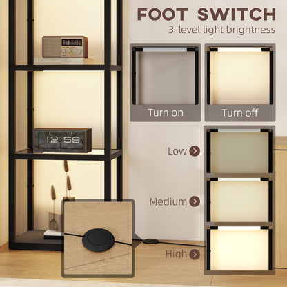 Four-Shelf Floor Lamp - Black