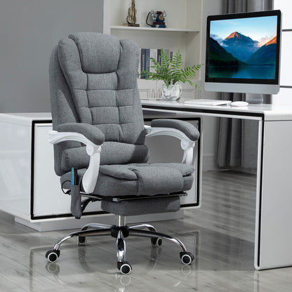 Heated 6 Points Vibration Massage Executive Office Chair Adjustable Swivel Ergonomic High Back Desk Chair Recliner with Footr