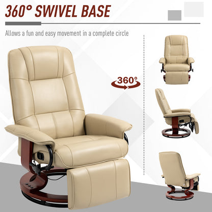 Reclining Swivel Chair, with Footrest - Cream White