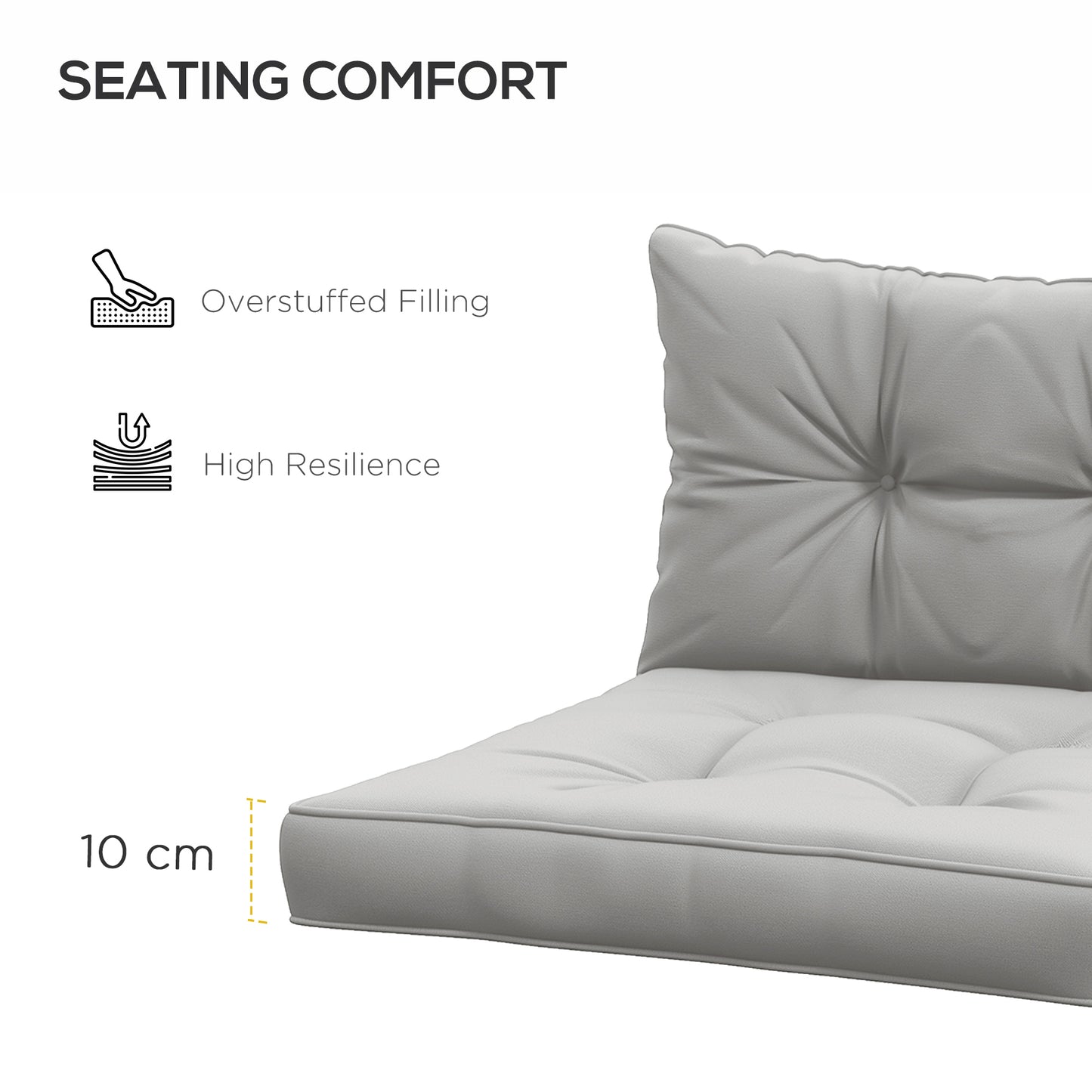 4-Piece Seat Cushions Back Pillows Replacement, Patio Chair Cushions Set for Indoor Outdoor, Light Grey
