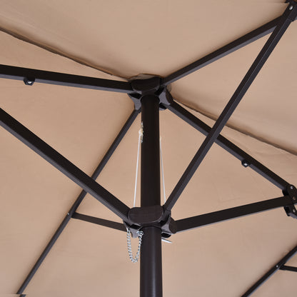 4.6m Double-Sided Patio Parasol Sun Umbrella-Tan