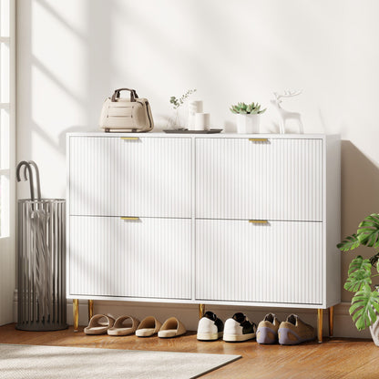 Elegant Four-Drawer Shoe Cabinet - White