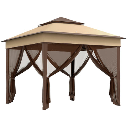 3 x 3(m) Pop Up Gazebo, Height Adjustable Instant Event Shelter with Netting and Carrying Bag, Beige