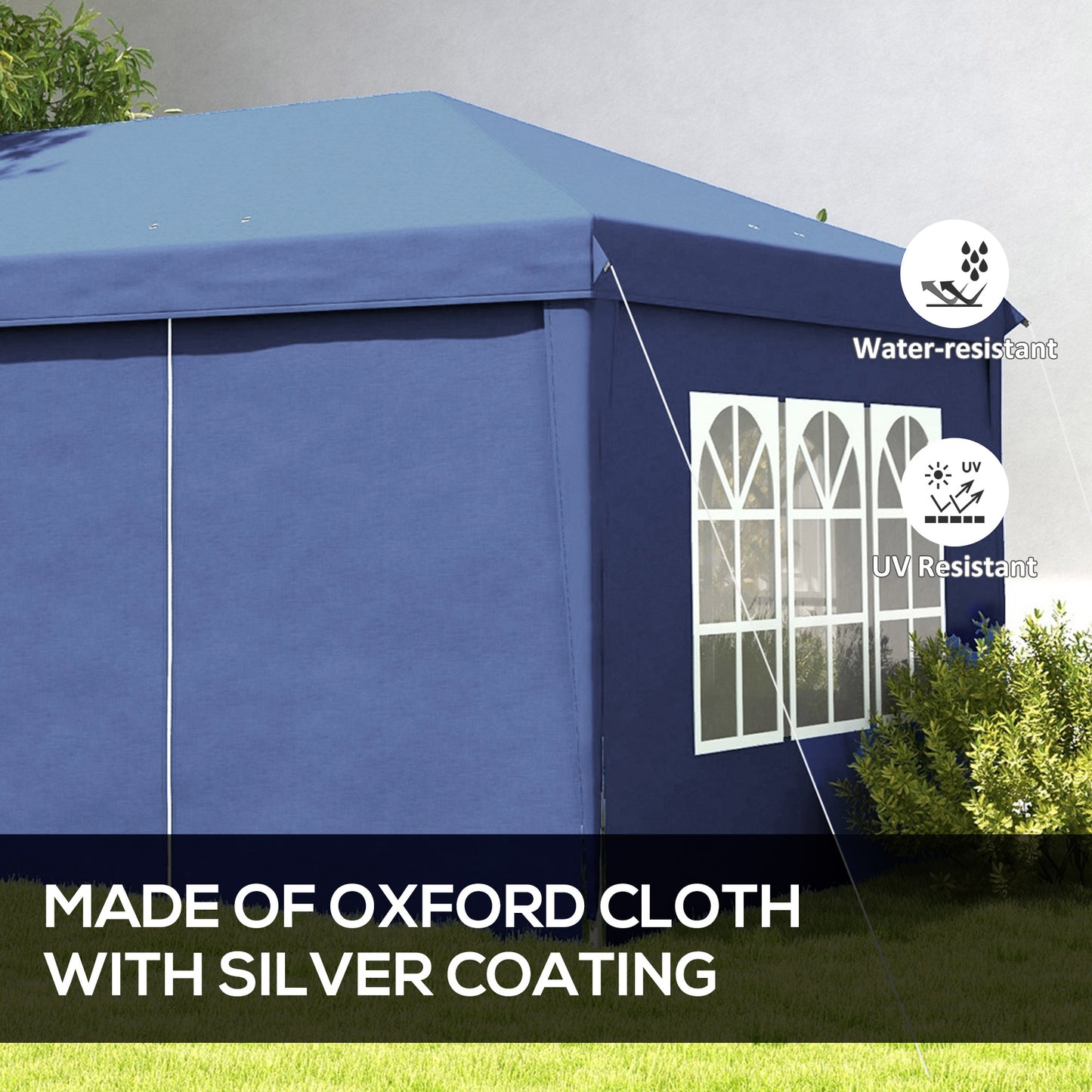 3x6m Pop-Up Gazebo, with Curtain Walls and Windows, Blue