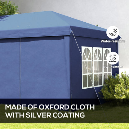 3x6m Pop-Up Gazebo, with Curtain Walls and Windows, Blue