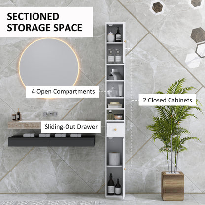 178 cm Narrow Tall Bathroom Cabinet - White