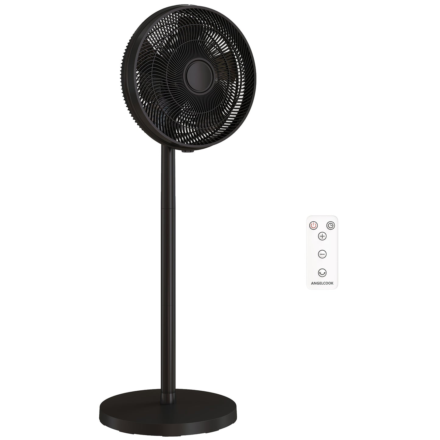 40 cm Standing Fan, Cooling Floor Fan with 80° Oscillating, Adjustable Tilt and Height, 4 Speed, Remote Control, Black