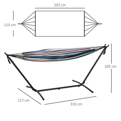 298 x 117cm Hammock with Stand Camping Hammock with Portable Carrying Bag, Adjustable Height, 120kg Load Capacity