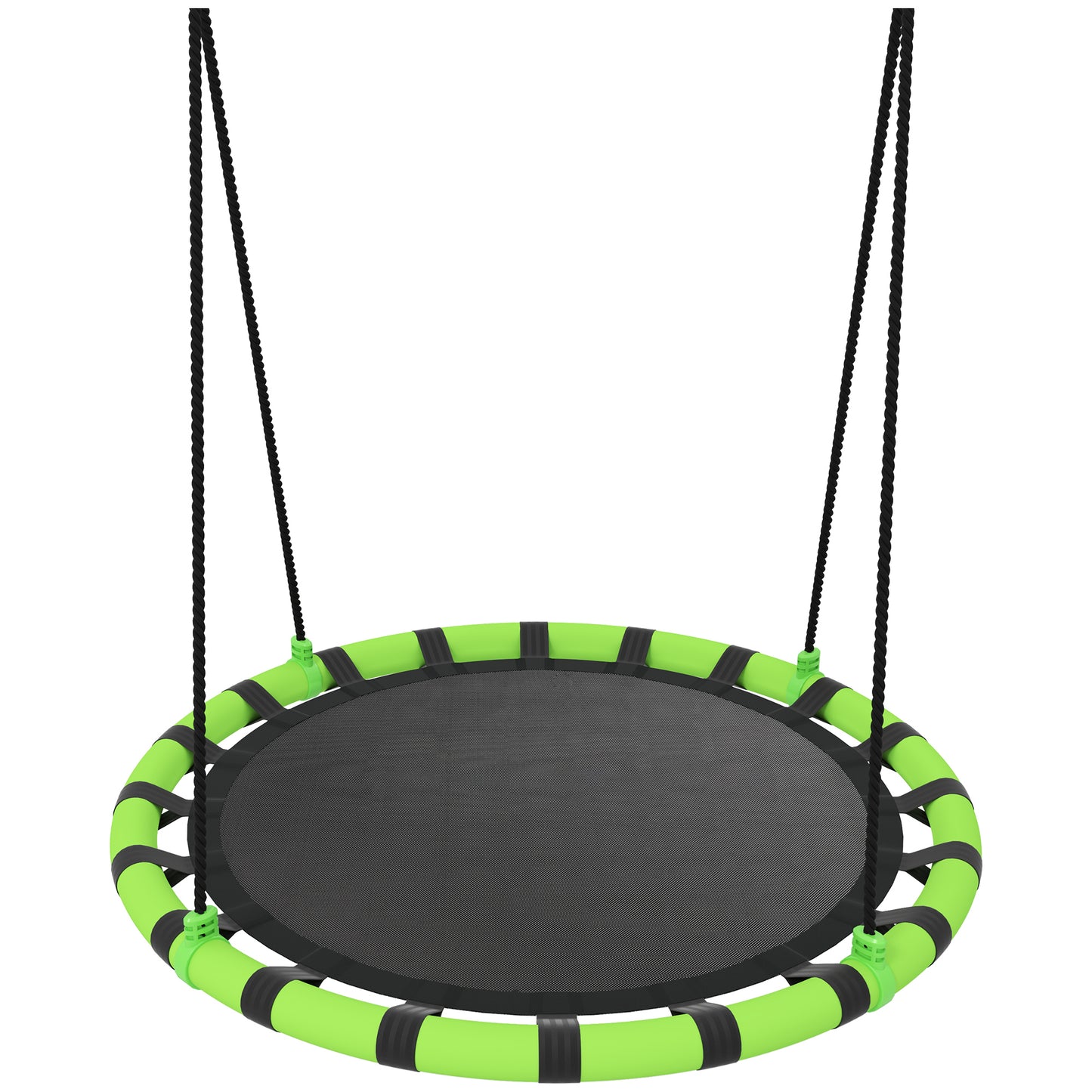 100cm Diameter Kid Nest Swing Seat with Height Adjustable Ropes for Outdoor, Indoor, Black/Green