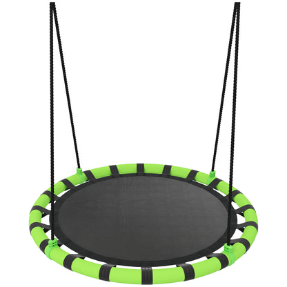 100cm Diameter Kid Nest Swing Seat with Height Adjustable Ropes for Outdoor, Indoor, Black/Green