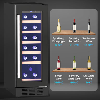 19 Bottle 5-18℃ Wooden Rack Wine Fridge - Black