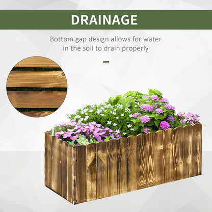 70L Raised Garden Bed, Wooden Rectangle Planter Box, Outdoor Herb Vegetable Flower Pot (80L x 33W x 30H cm)